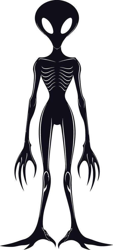 AI generated Silhouette alien black color only full body vector