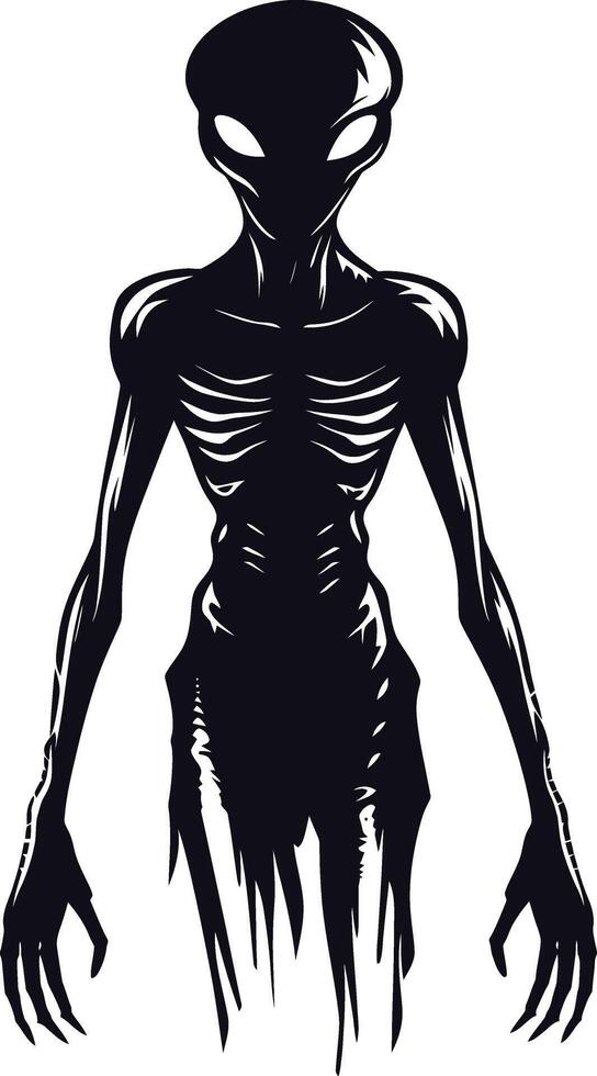 AI generated Silhouette alien black color only full body vector
