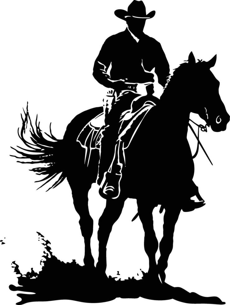 AI generated Silhouette cowboy in the horse full body vector