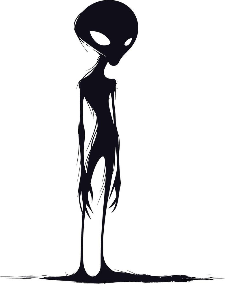 AI generated Silhouette alien black color only full body vector