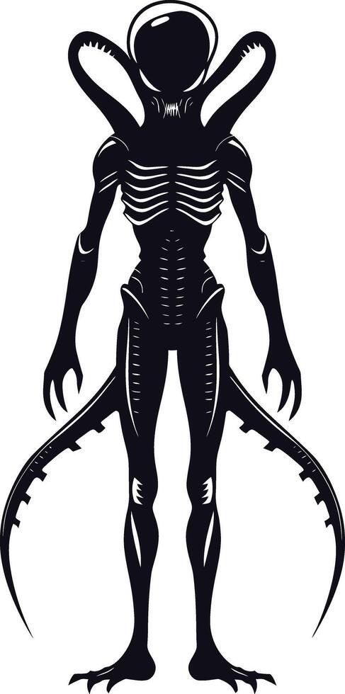 AI generated Silhouette alien black color only full body vector