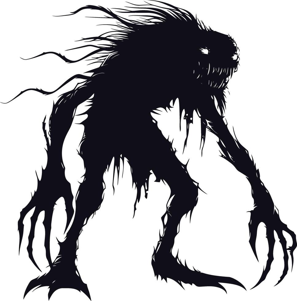 AI generated Silhouette ancien monster black color only full body vector