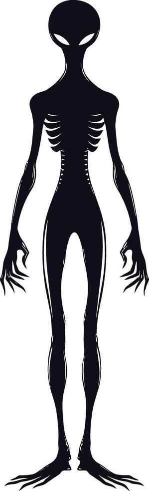 AI generated Silhouette alien black color only full body vector