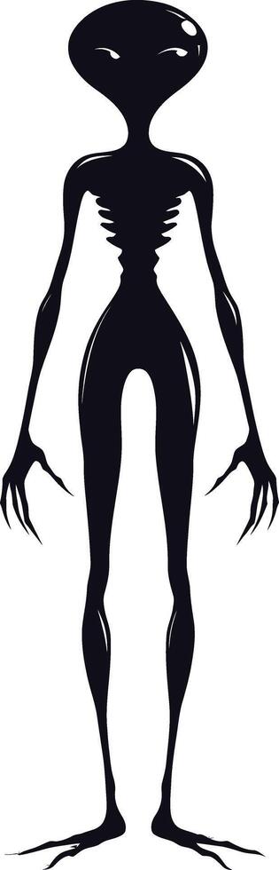AI generated Silhouette alien black color only full body vector