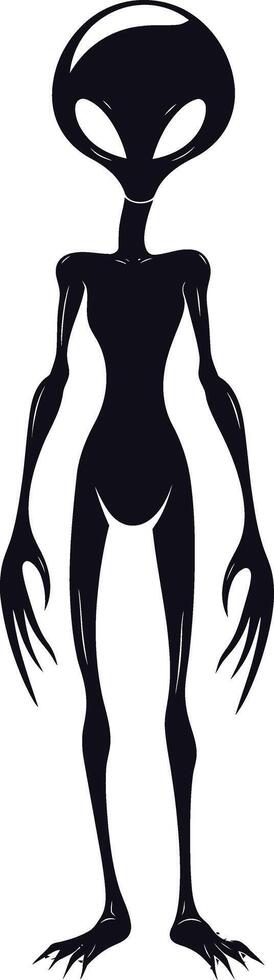 AI generated Silhouette alien black color only full body vector