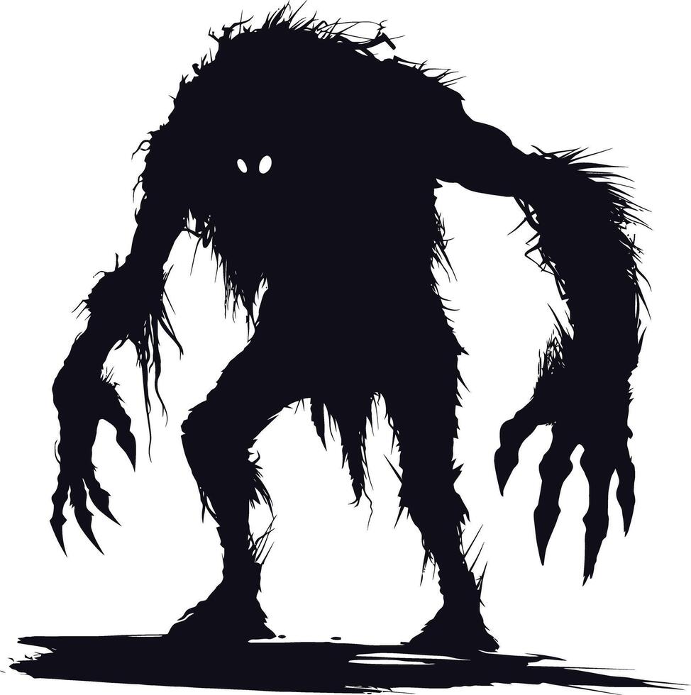 AI generated Silhouette ancien monster black color only full body vector