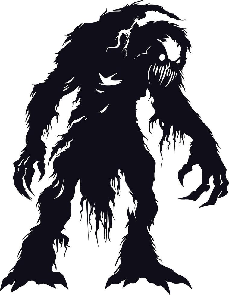 AI generated Silhouette ancien monster black color only full body vector