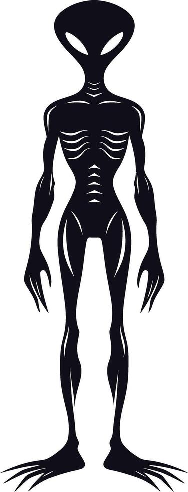 ai generado silueta extraterrestre negro color solamente lleno cuerpo vector