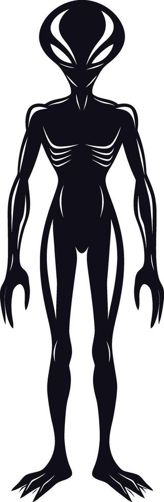 AI generated Silhouette alien black color only full body vector