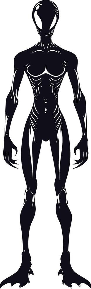 AI generated Silhouette alien black color only full body vector