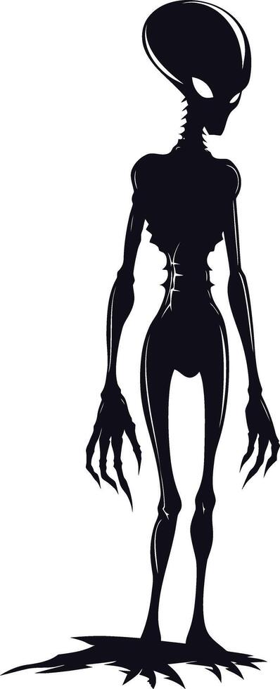 AI generated Silhouette alien black color only full body vector