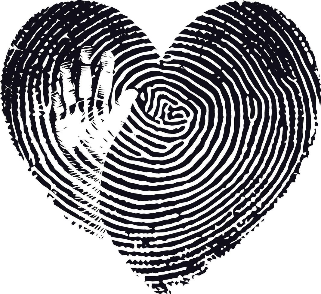 AI generated Silhouette couple finger print make love heart shape black color only vector