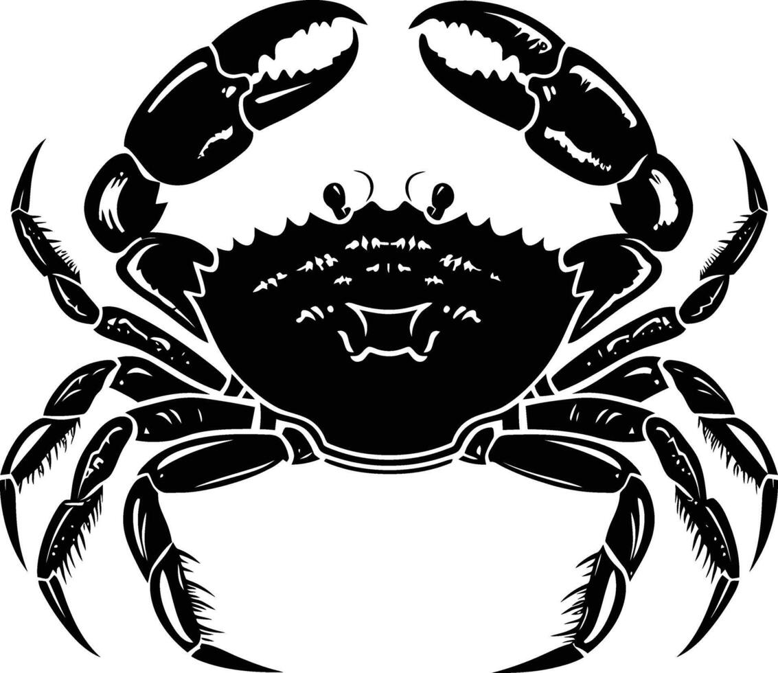 AI generated Silhouette crab full body black color only vector