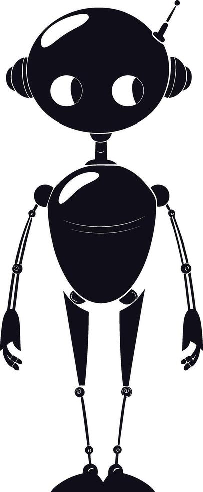 AI generated Silhouette cute robot black color only full body vector