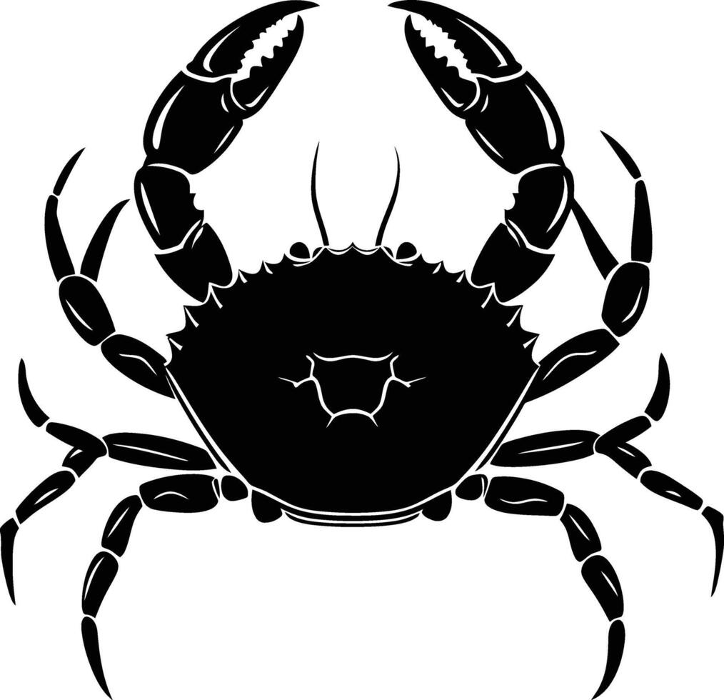 AI generated Silhouette crab full body black color only vector