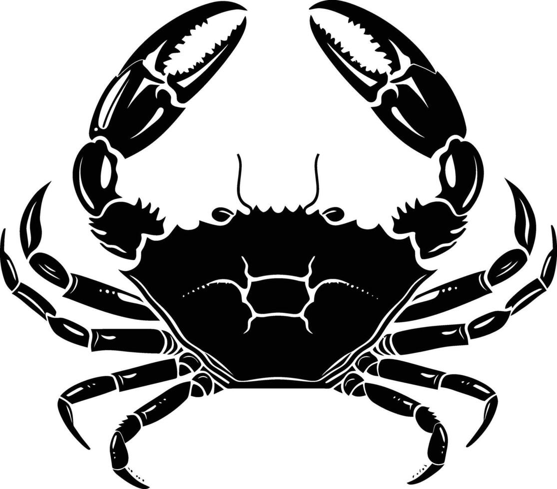 AI generated Silhouette crab full body black color only vector