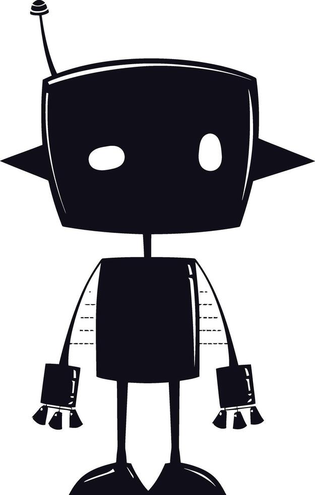 AI generated Silhouette cute robot black color only full body vector