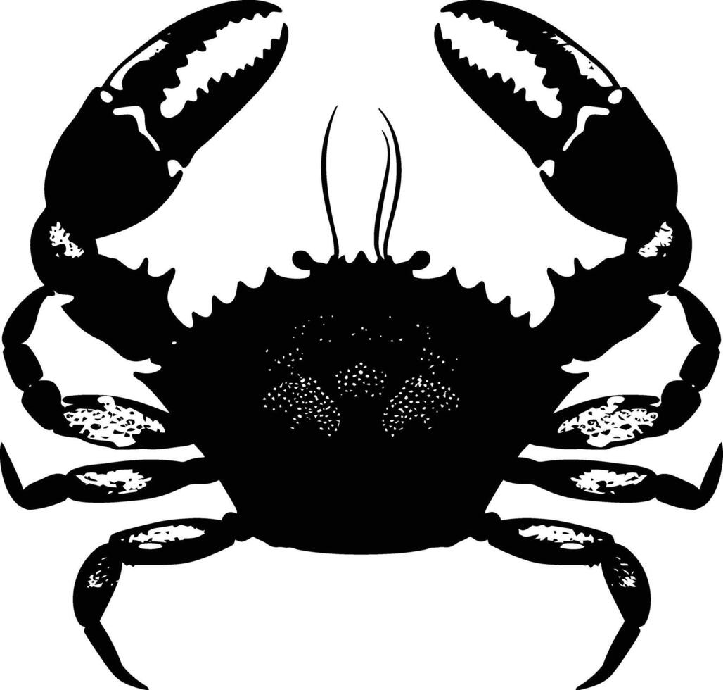 AI generated Silhouette crab full body black color only vector