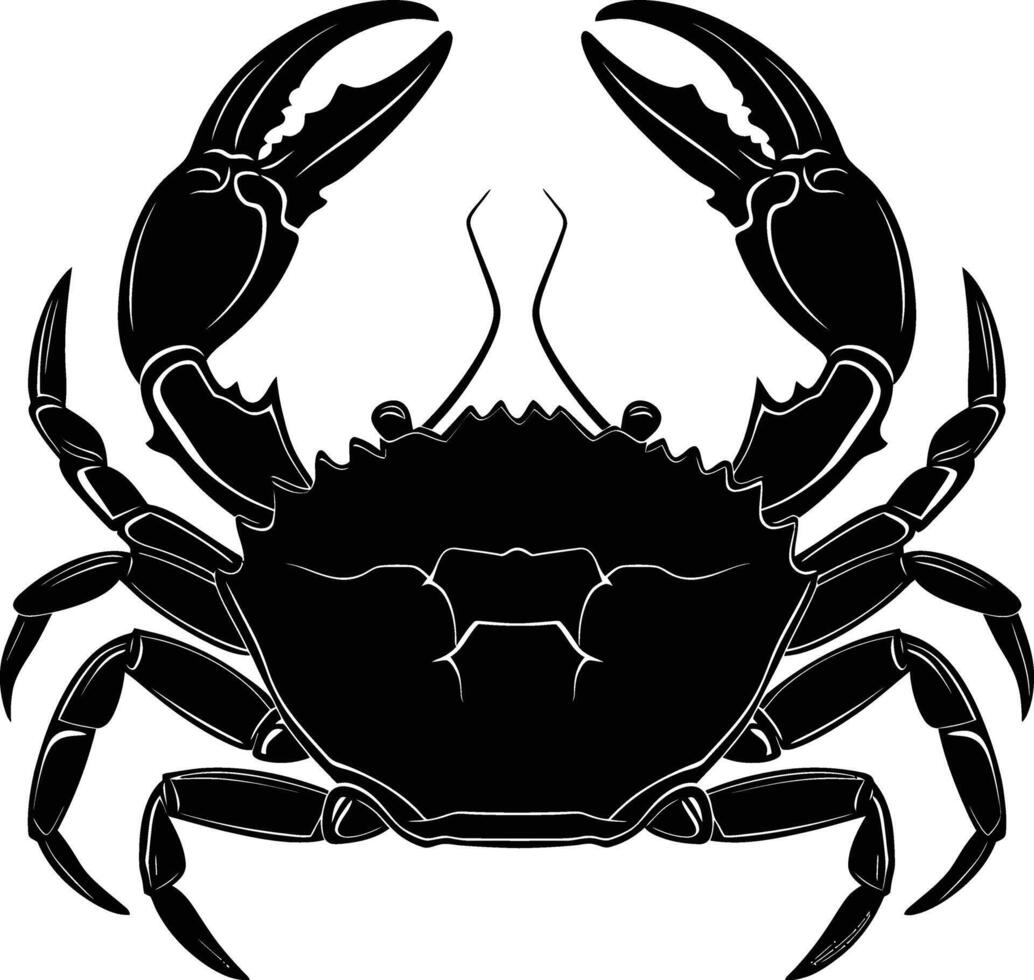 AI generated Silhouette crab full body black color only vector