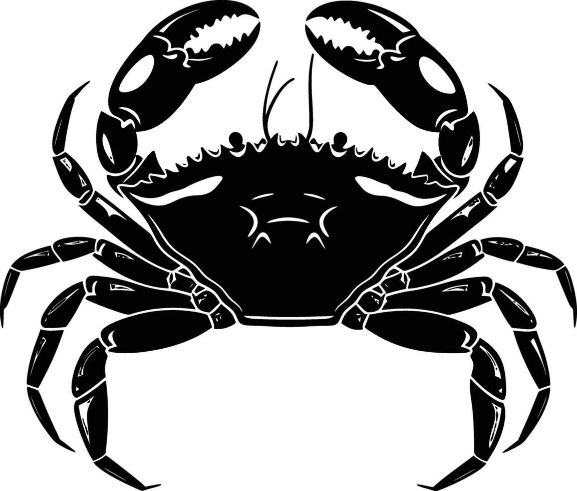 AI generated Silhouette crab full body black color only vector