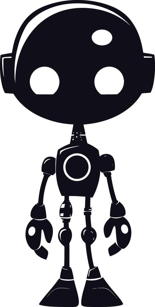 AI generated Silhouette cute robot black color only full body vector