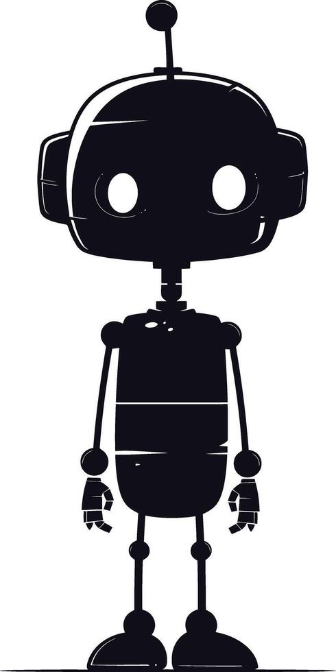 AI generated Silhouette cute robot black color only full body vector