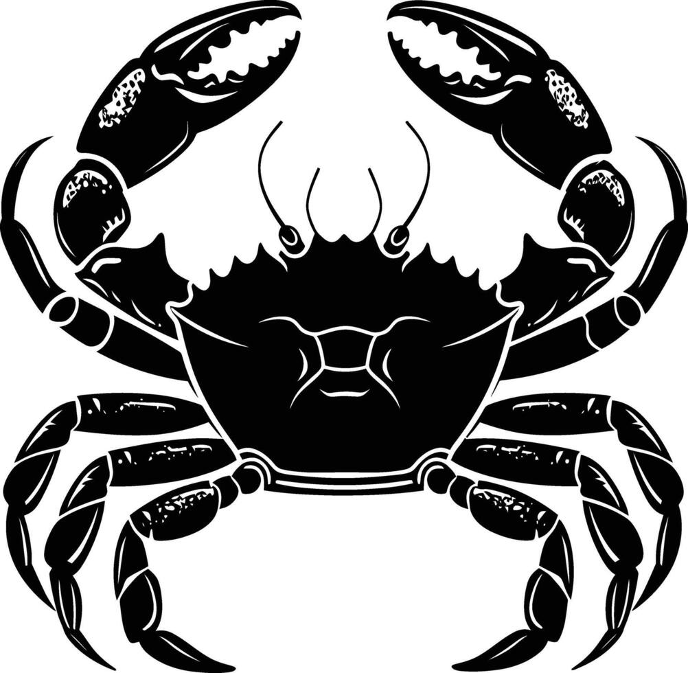 AI generated Silhouette crab full body black color only vector