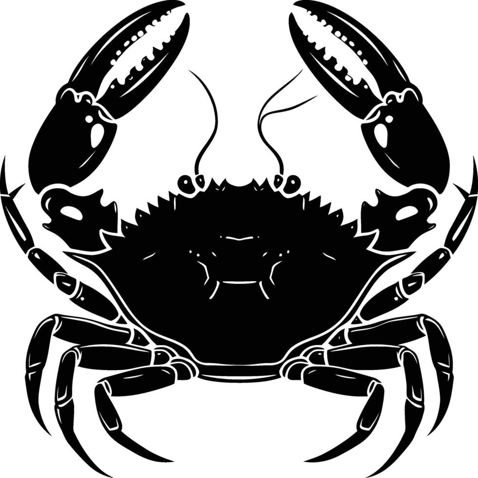 AI generated Silhouette crab full body black color only vector