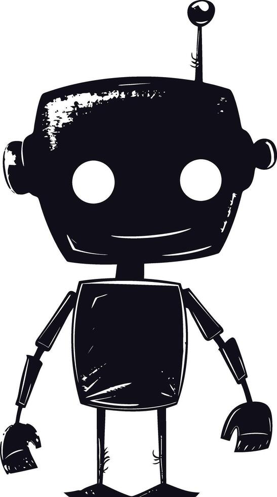 AI generated Silhouette cute robot black color only full body vector
