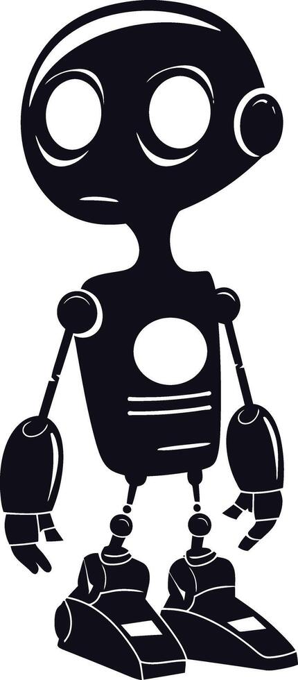 AI generated Silhouette cute robot black color only full body vector