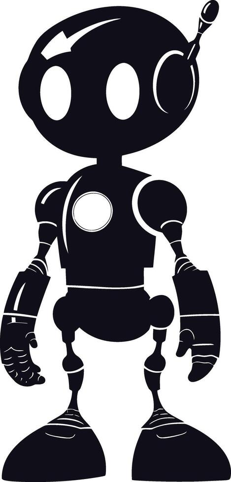 AI generated Silhouette cute robot black color only full body vector