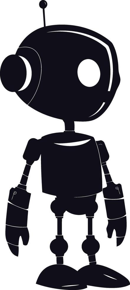 AI generated Silhouette cute robot black color only full body vector