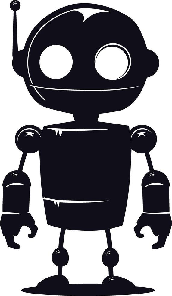 AI generated Silhouette cute robot black color only full body vector