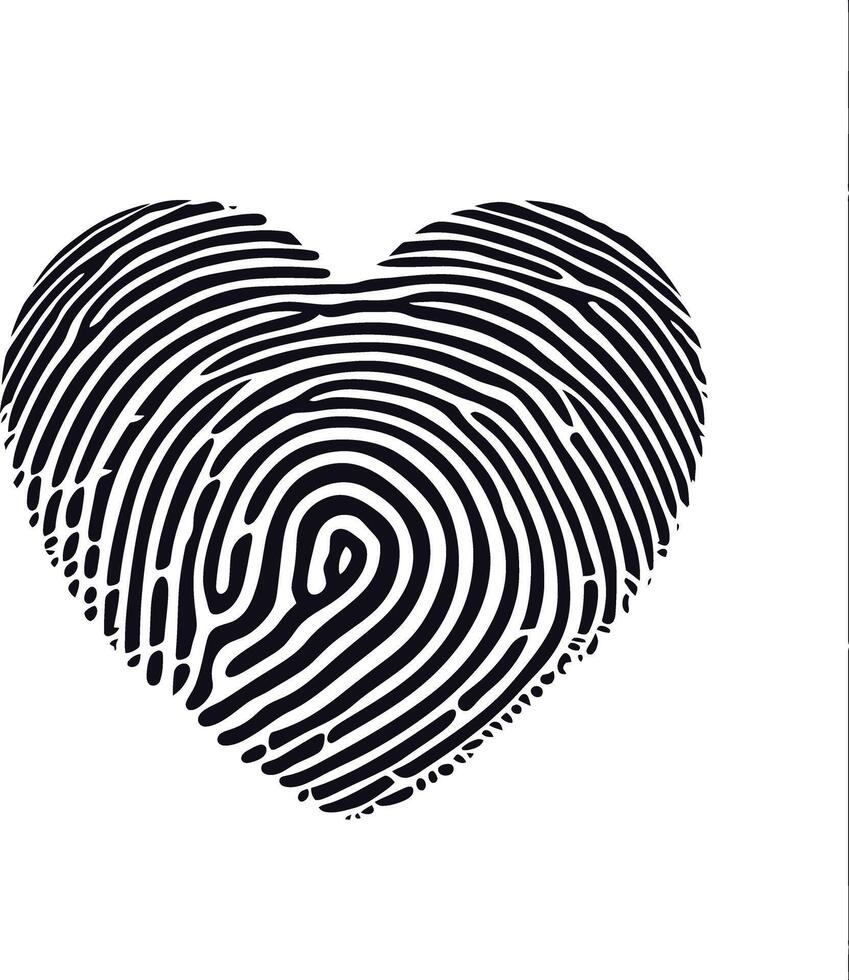 AI generated Silhouette finger print love heart shape black color only vector