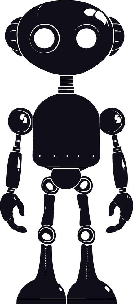 ai generado silueta linda robot negro color solamente lleno cuerpo vector