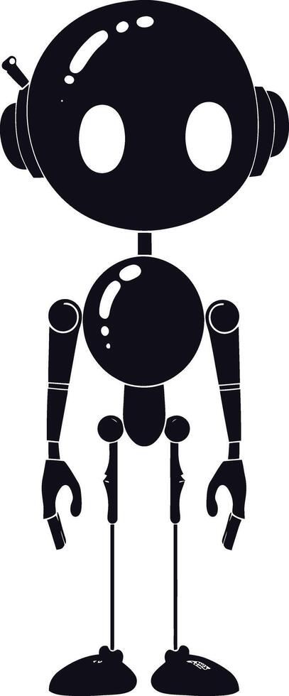 AI generated Silhouette cute robot black color only full body vector