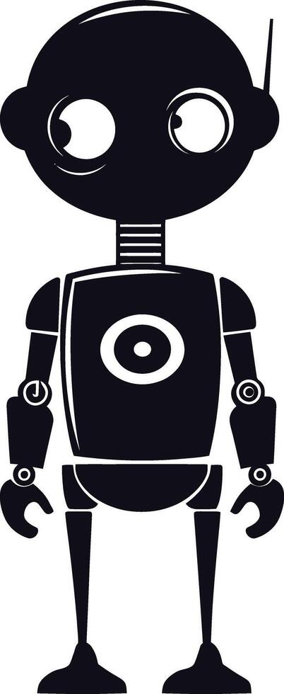 AI generated Silhouette cute robot black color only full body vector