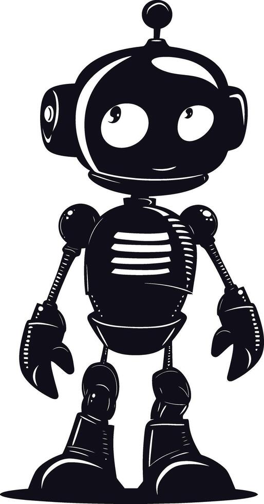 AI generated Silhouette cute robot black color only full body vector