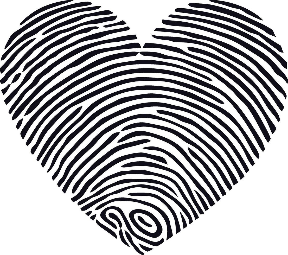 AI generated Silhouette finger print love heart shape black color only vector