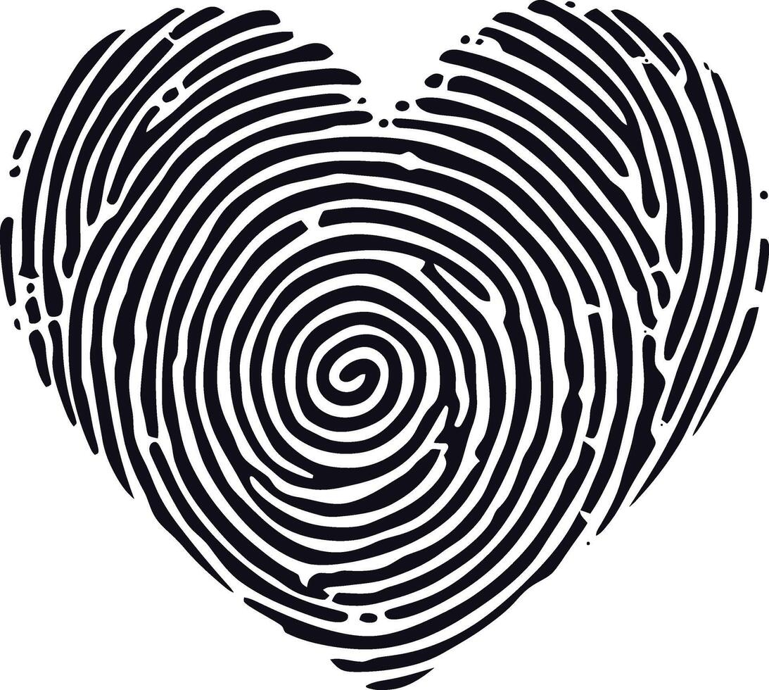 AI generated Silhouette finger print love heart shape black color only vector