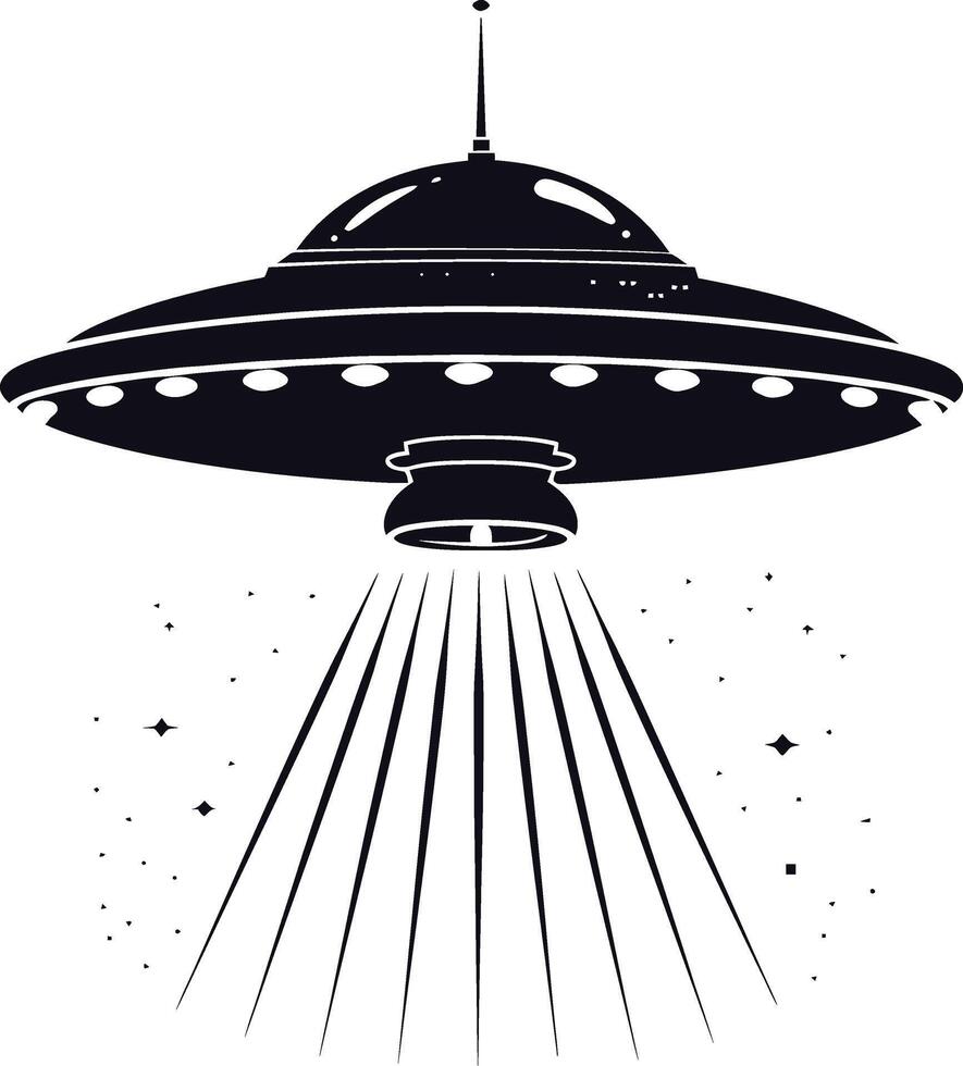 AI generated Silhouette flaying UFO black color only vector