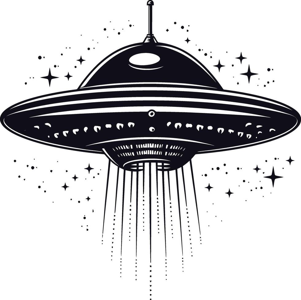 AI generated Silhouette flaying UFO black color only vector