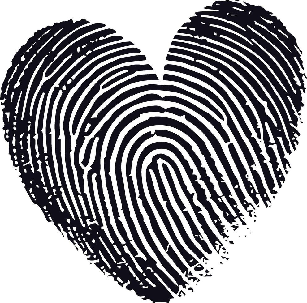 AI generated Silhouette finger print love heart shape black color only vector