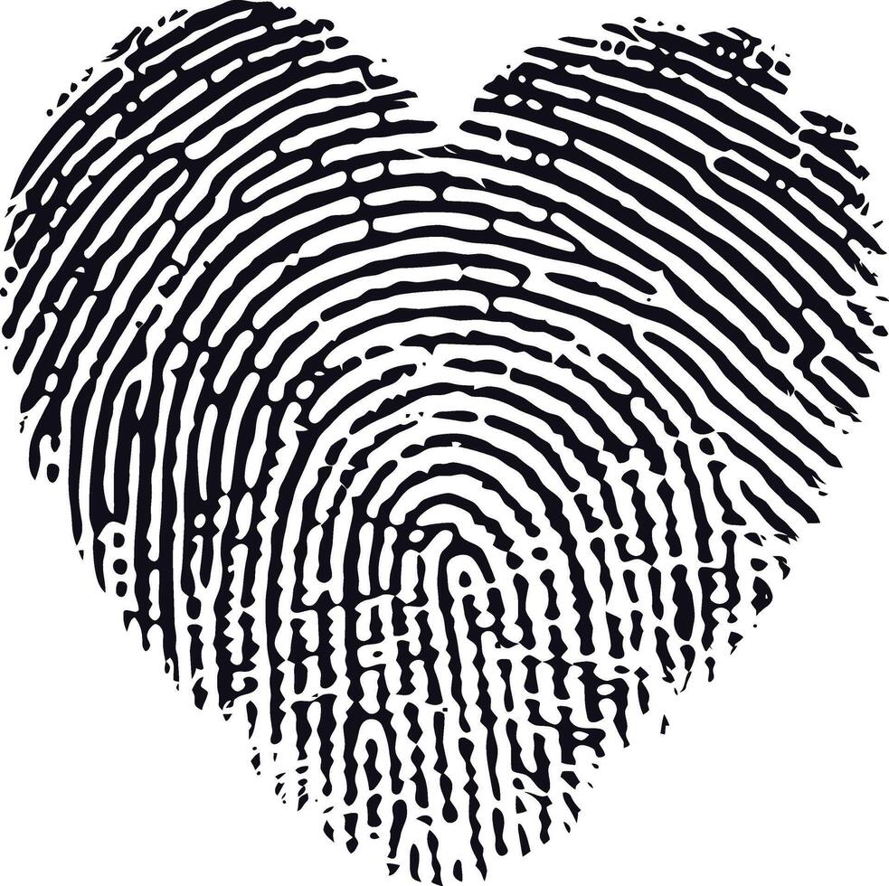 AI generated Silhouette finger print love heart shape black color only vector