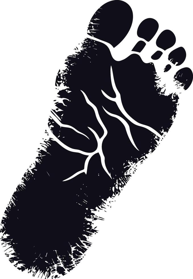 AI generated Silhouette foot print on the ground black color only vector