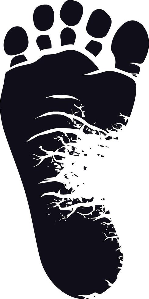 AI generated Silhouette foot print on the ground black color only vector