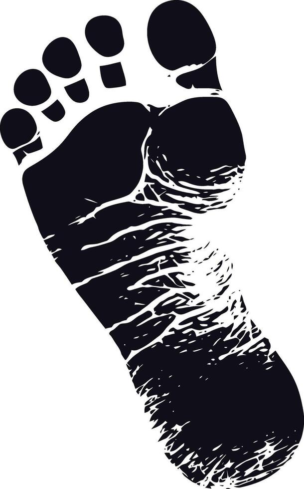 AI generated Silhouette foot print on the ground black color only vector