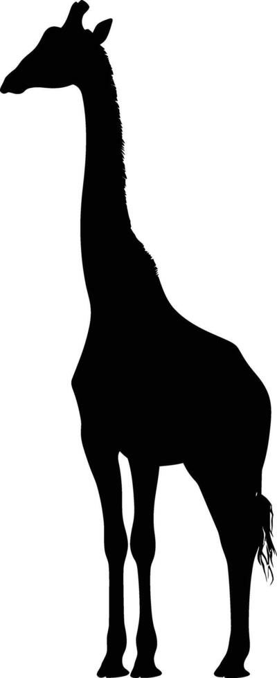 AI generated Silhouette giraffe black color only full body vector