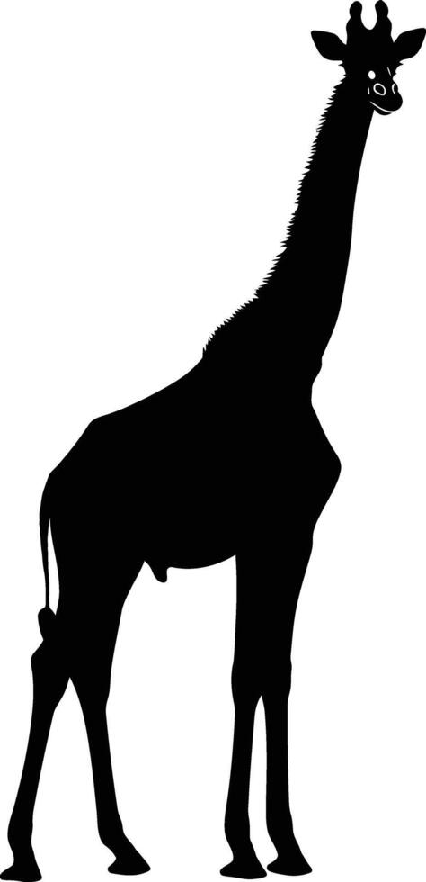 AI generated Silhouette giraffe black color only full body vector