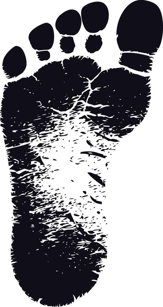 AI generated Silhouette foot print on the ground black color only vector